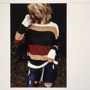 Red Color Block Knit Sweater